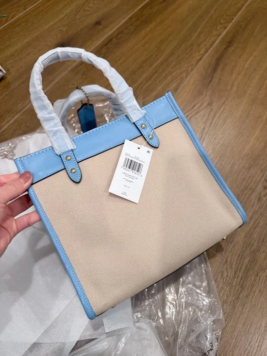 New Coach Pool Leather Natural Canvas Field Tote 22 Bag CH740 - Picture 2 of 8